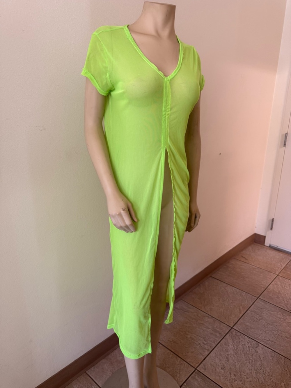 NYC Neon Lime Sheer Maxi Cover-Up